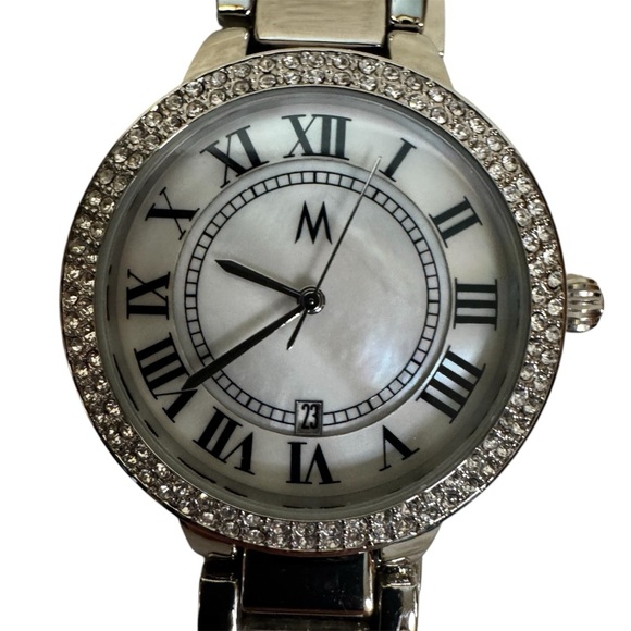 Melania Trump Collection Silver Tone Watch with Rhinestones Roman Numerals NWOT - Picture 11 of 12